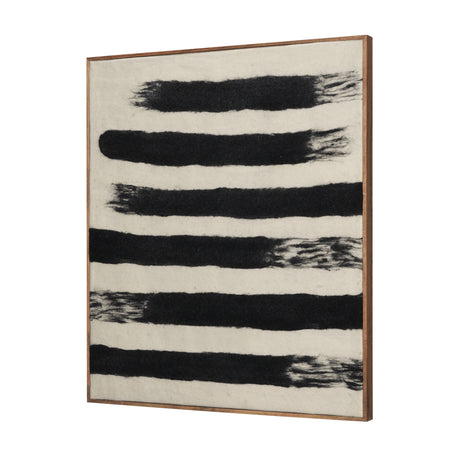 Rollins Large Cream w/ Black Stripes Wool Framed Art from Mercana - Luna Furniture
