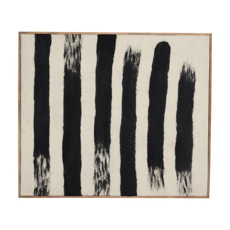 Rollins Large Cream w/ Black Stripes Wool Framed Art from Mercana - Luna Furniture