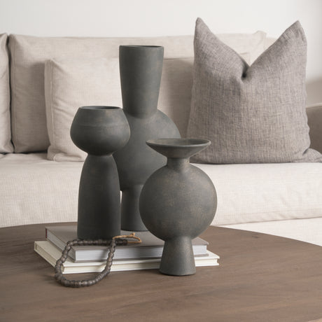 Kaz 8.3L x 3.9W x 16.7H Earthy Brown Ceramic Vase from Mercana - Luna Furniture