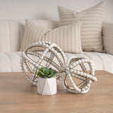 Espanlade I Small 9L x 9W White Wooden Beaded Orb from Mercana - Luna Furniture