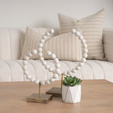 Pontchartrain I (Small) 9L x 5W White Beaded Broken Sphere Decorative Object W/ Gold Base from Mercana - Luna Furniture