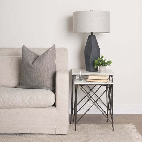 Lorlei 20.0L x 20.0W x 23.8H White Marble Top W/ Gray Iron Legs End and Side Table from Mercana - Luna Furniture