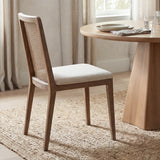 Clara Light Brown Wood W/ Cream Fabric Seat and Cane Back Armless Dining Chair, Set of 2 from Mercana - Luna Furniture