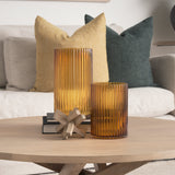 Dawn 8" Ribbed Amber Glass Vase from Mercana - Luna Furniture