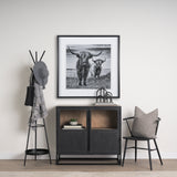 Everett Matte Black Metal w/ Two Metal Shelves Coat Rack from Mercana - Luna Furniture