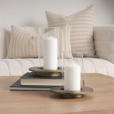 Vivian Gold Metal and Glass Hurricane Candle Holder (Set of 2) from Mercana - Luna Furniture
