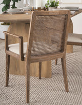 Clara Light Brown Wood W/ Cream Fabric Seat and Cane Back Dining Chair from Mercana - Luna Furniture