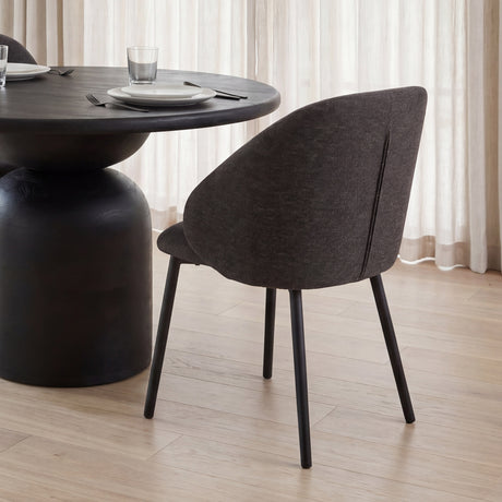 Shannon Dining Chair w/ Gray Fabric & Matte Black Metal, Set of 2 from Mercana - Luna Furniture