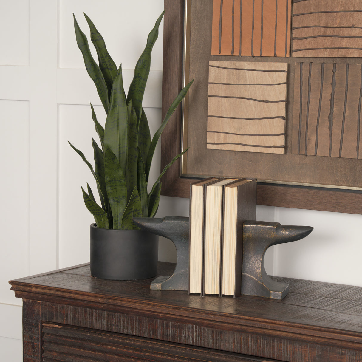 Anvilia (Set of 2) 12L x 4W Black With Gold Accents Anvil Shaped Bookends from Mercana - Luna Furniture