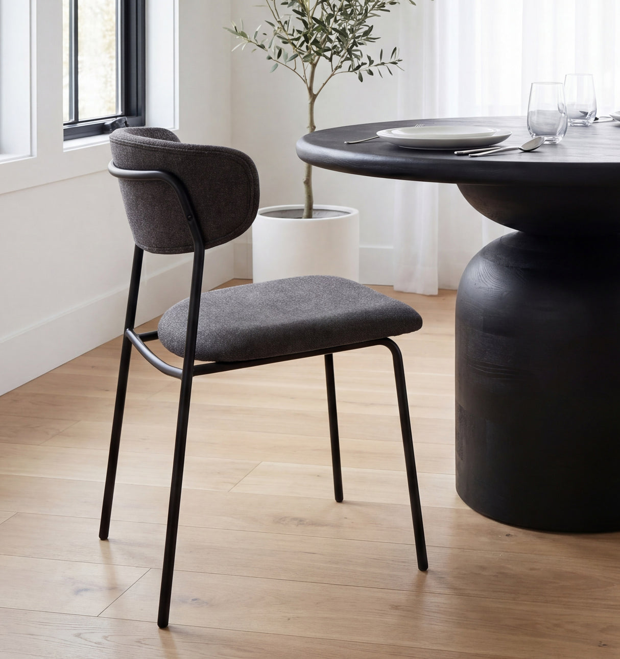 Corey Dining Chair w/ Gray Fabric & Matte Black Metal, Set of 2 from Mercana - Luna Furniture