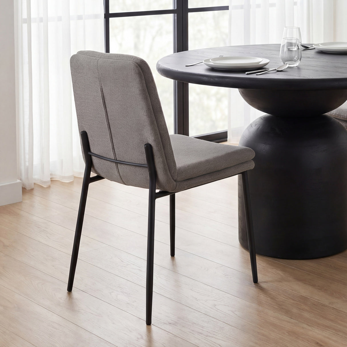 Eve Dining Chair w/ Gray Fabric & Matte Black Metal, Set of 2 from Mercana - Luna Furniture