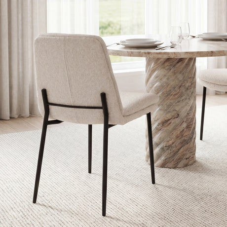 Eve Dining Chair w/ Cream Boucle Fabric & Matte Black Metal, Set of 2 from Mercana - Luna Furniture
