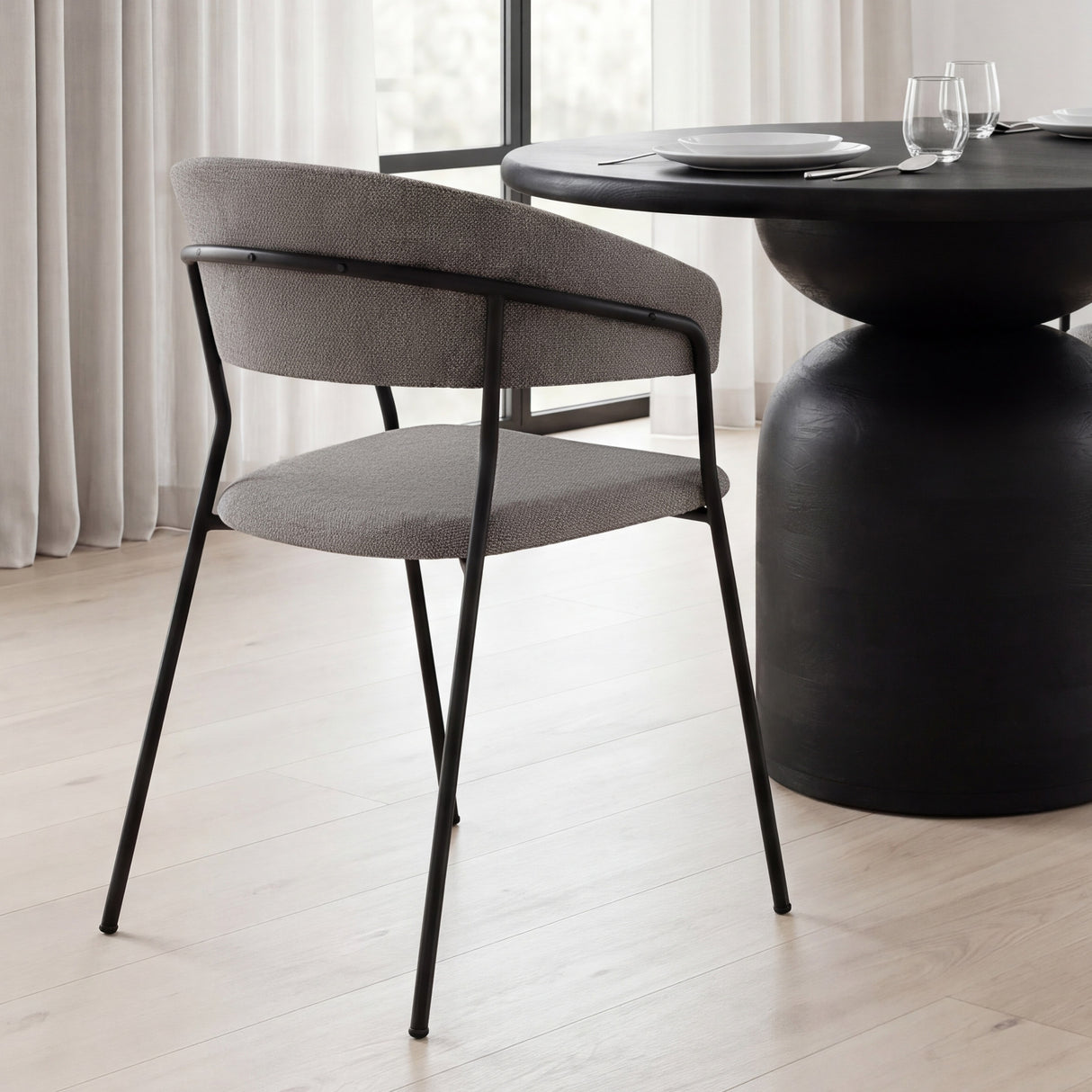 Carolyn Dining Chair w/ Gray Fabric & Matte Black Metal, Set of 2 from Mercana - Luna Furniture