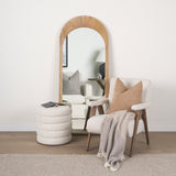 Celeste Light Brown Wood Arched Floor Mirror from Mercana - Luna Furniture