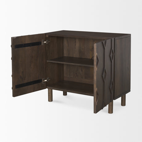Heera Dark Brown Diamond Motif w/ Shelf Accent Cabinet from Mercana - Luna Furniture