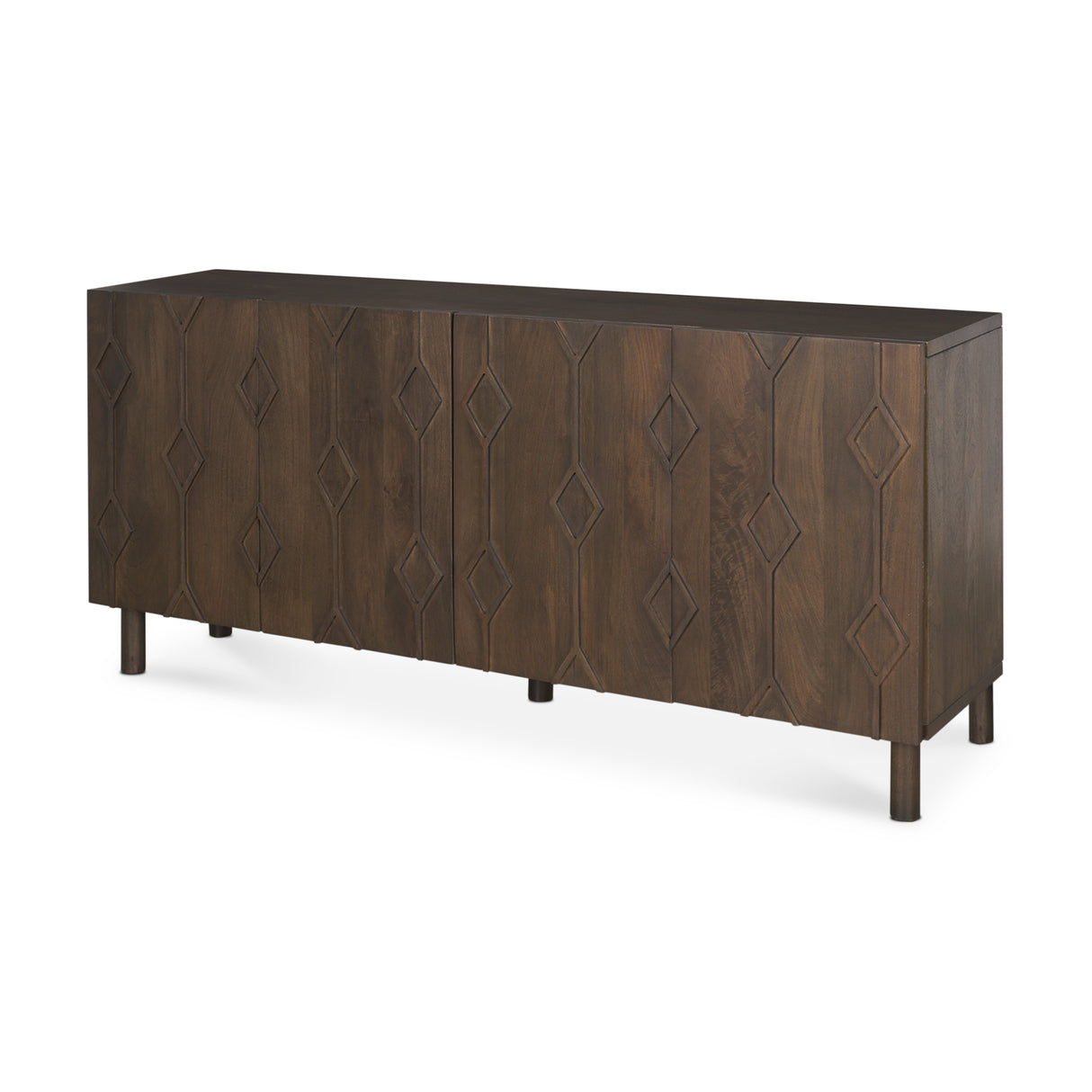 Heera Dark Brown Diamond Motif w/ Shelf Sideboard from Mercana - Luna Furniture