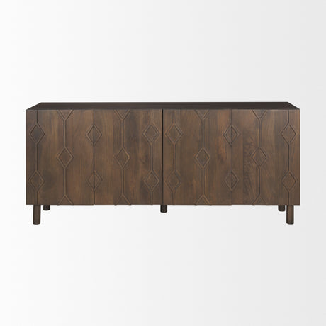Heera Dark Brown Diamond Motif w/ Shelf Sideboard from Mercana - Luna Furniture
