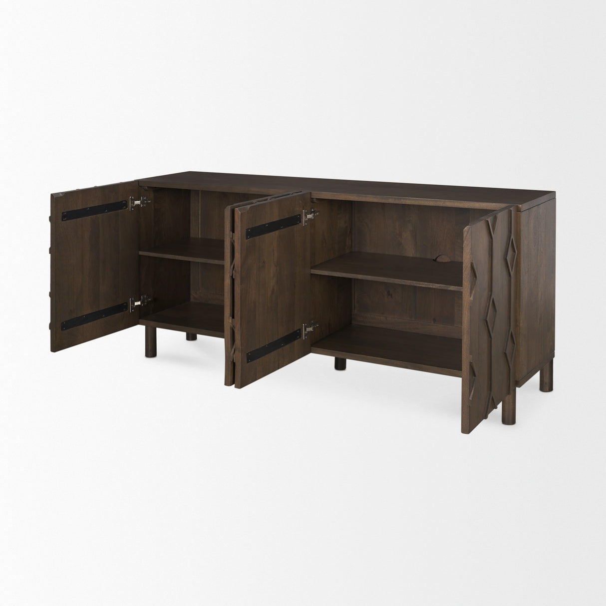 Heera Dark Brown Diamond Motif w/ Shelf Sideboard from Mercana - Luna Furniture
