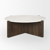 Bianca Dark Brown Wood w/ Marble Round Top Coffee Table from Mercana - Luna Furniture