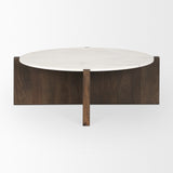 Bianca Dark Brown Wood w/ Marble Round Top Coffee Table from Mercana - Luna Furniture