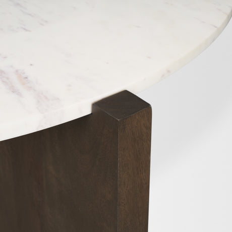 Bianca Dark Brown Wood w/ Marble Round Top Coffee Table from Mercana - Luna Furniture