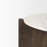 Bianca Dark Brown Wood w/ Marble Round Top Coffee Table from Mercana - Luna Furniture