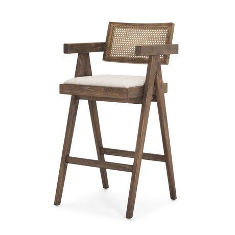 Indie Medium Brown Wood w/ Cane Bar Stool from Mercana - Luna Furniture