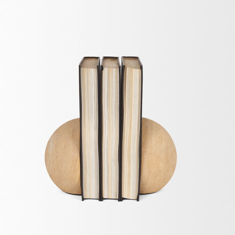 Rahmi Sandstone Orb Bookends from Mercana - Luna Furniture