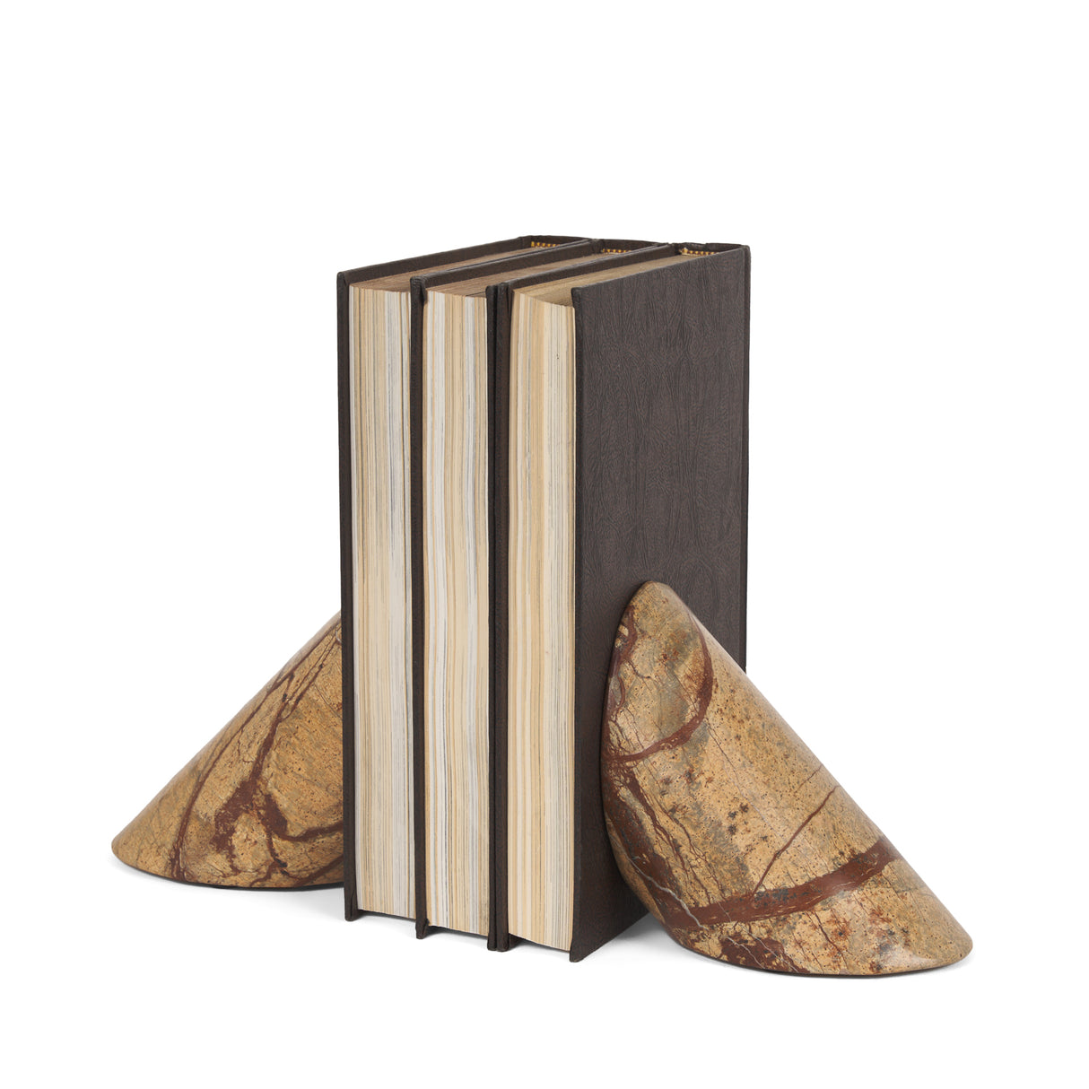 Rahima Brown Forest Marble Angled Bookends from Mercana - Luna Furniture