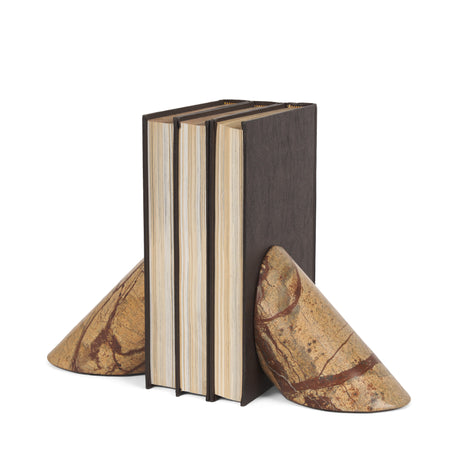 Rahima Brown Forest Marble Angled Bookends from Mercana - Luna Furniture