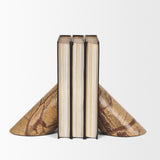 Rahima Brown Forest Marble Angled Bookends from Mercana - Luna Furniture