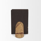 Rahima Brown Forest Marble Angled Bookends from Mercana - Luna Furniture