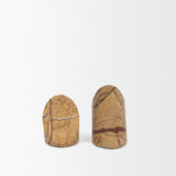 Rahima Brown Forest Marble Angled Bookends from Mercana - Luna Furniture