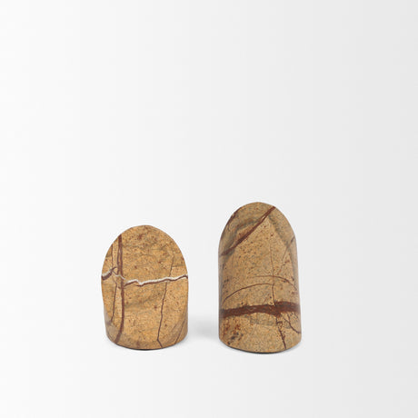 Rahima Brown Forest Marble Angled Bookends from Mercana - Luna Furniture