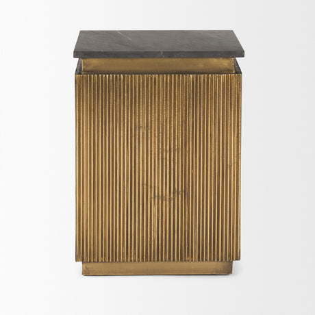 Satima Black Marble w/ Gold Metal Square Fluted Accent Table from Mercana - Luna Furniture
