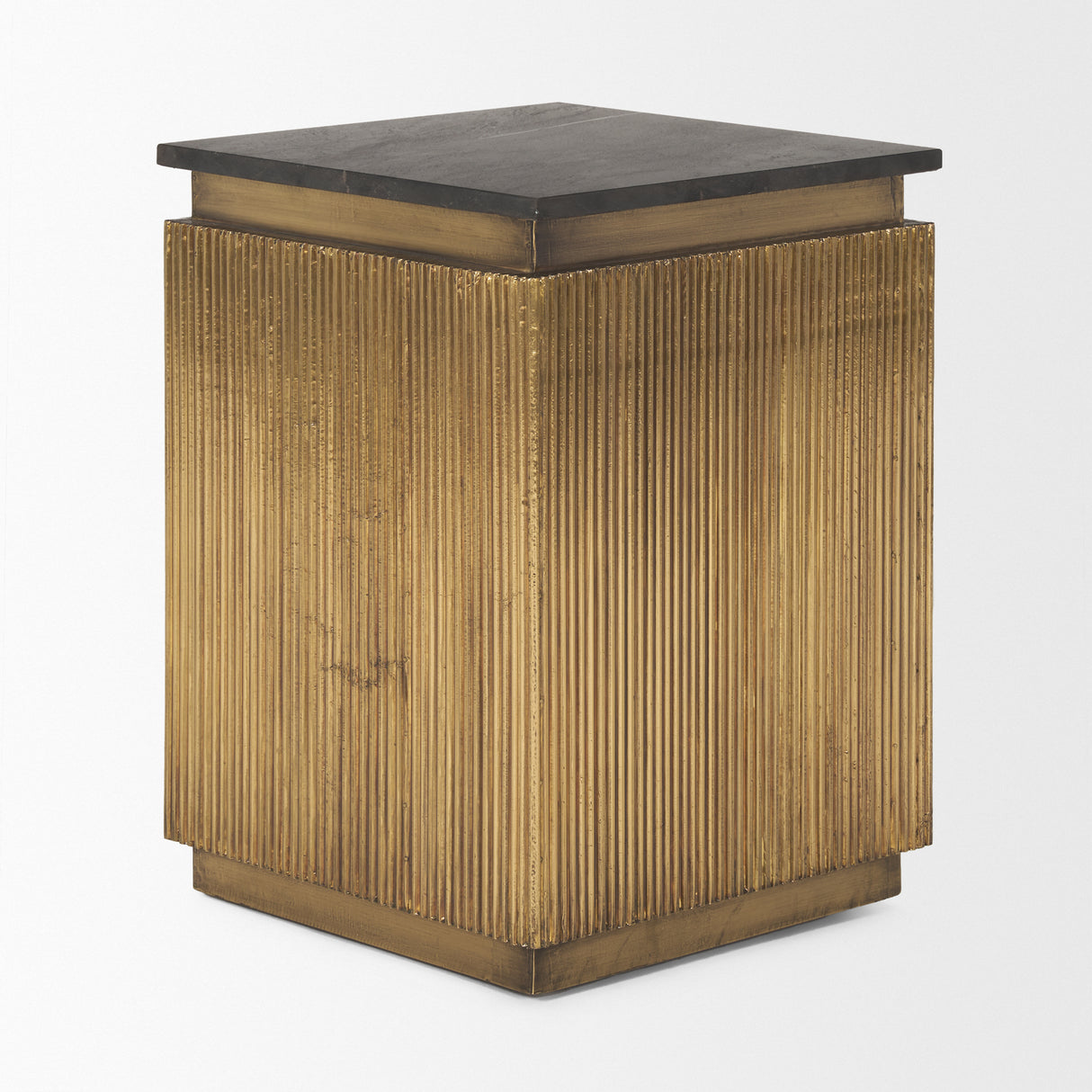 Satima Black Marble w/ Gold Metal Square Fluted Accent Table from Mercana - Luna Furniture
