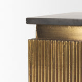 Satima Black Marble w/ Gold Metal Square Fluted Accent Table from Mercana - Luna Furniture
