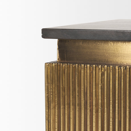 Satima Black Marble w/ Gold Metal Square Fluted Accent Table from Mercana - Luna Furniture