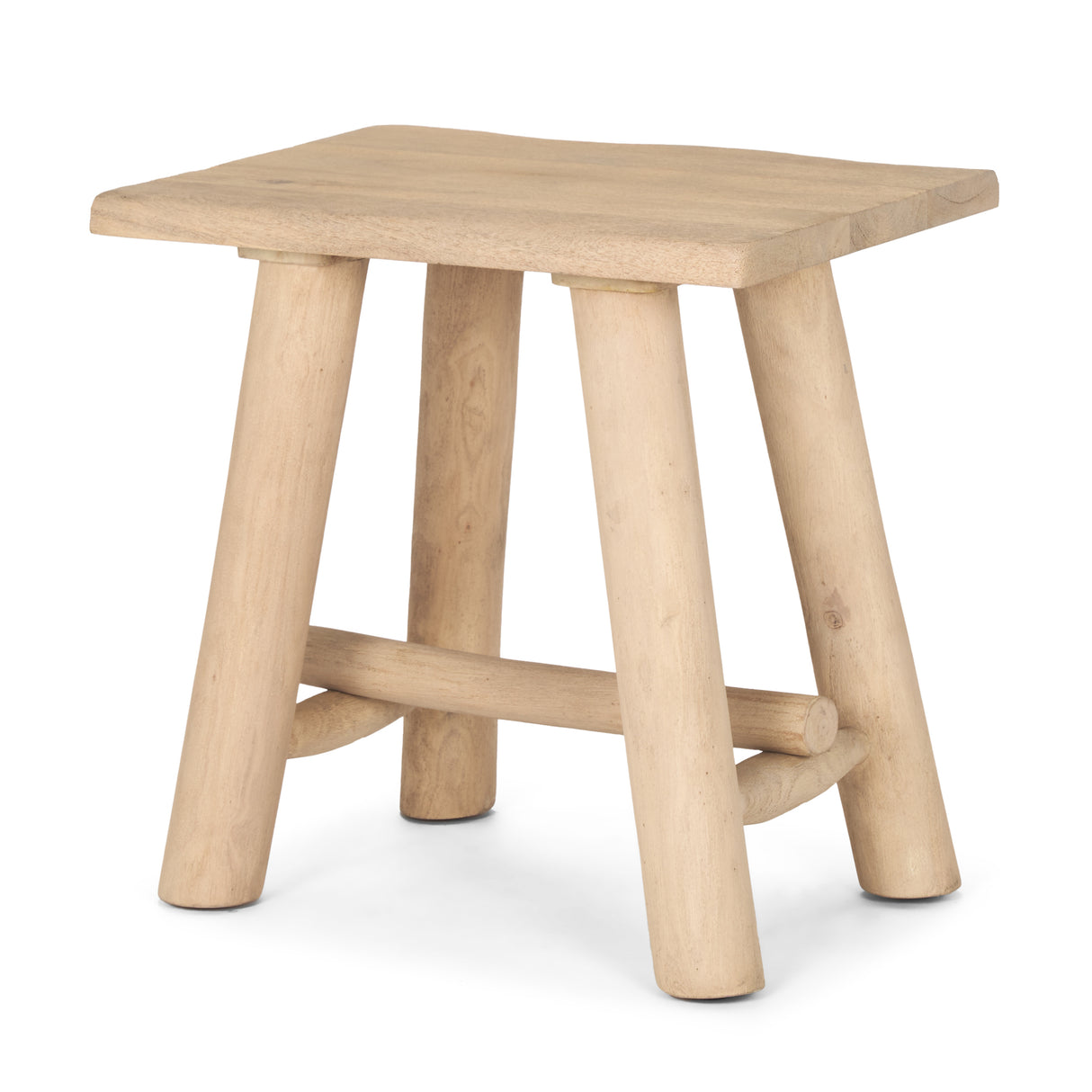 Sekou Light Brown Short Wooden Craftsman Stool from Mercana - Luna Furniture