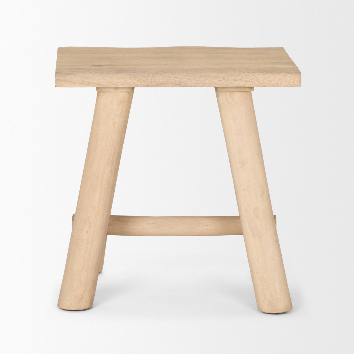Sekou Light Brown Short Wooden Craftsman Stool from Mercana - Luna Furniture