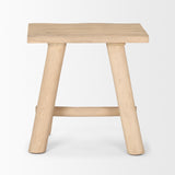 Sekou Light Brown Short Wooden Craftsman Stool from Mercana - Luna Furniture