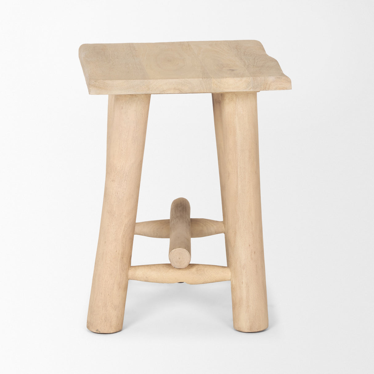 Sekou Light Brown Short Wooden Craftsman Stool from Mercana - Luna Furniture