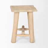 Sekou Light Brown Short Wooden Craftsman Stool from Mercana - Luna Furniture