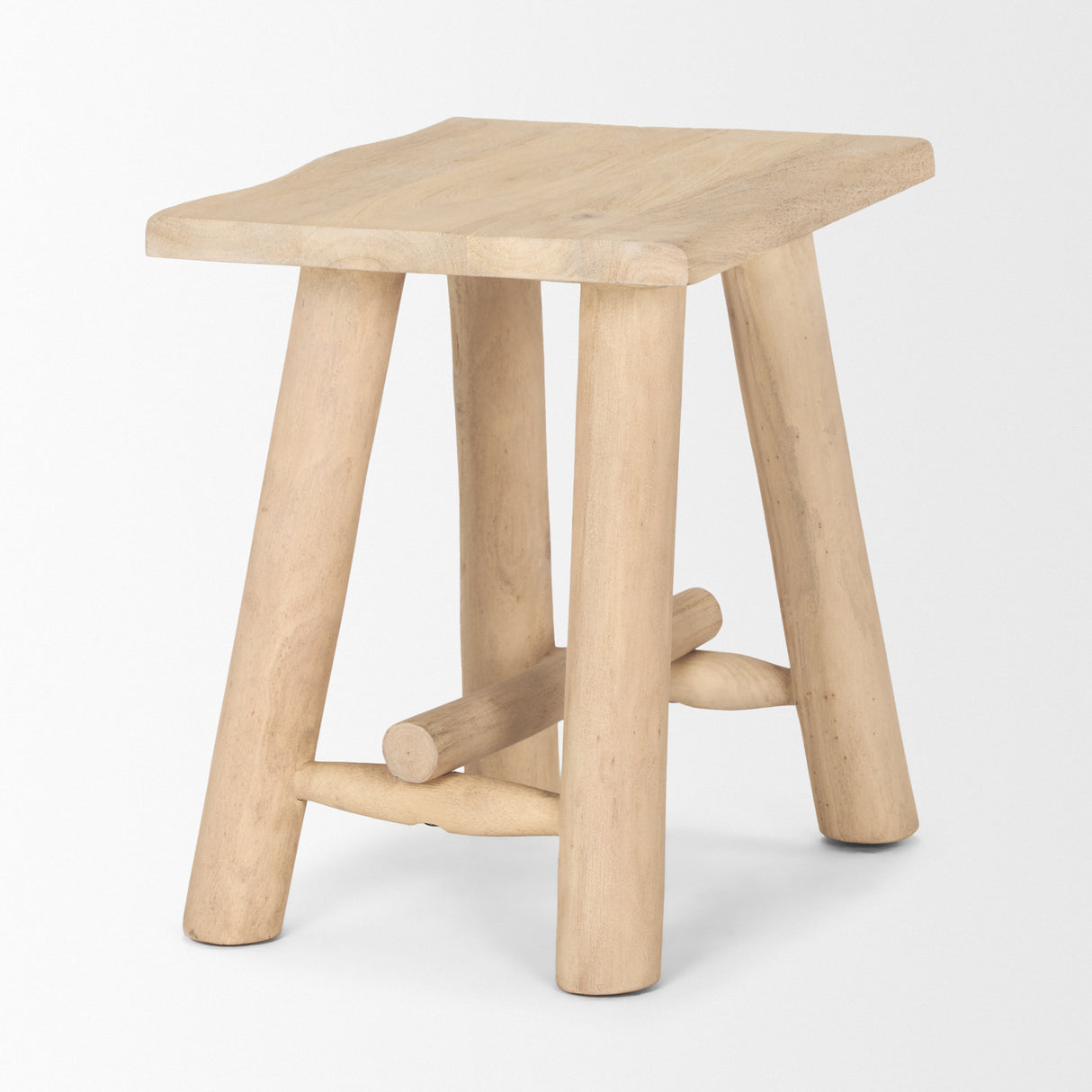 Sekou Light Brown Short Wooden Craftsman Stool from Mercana - Luna Furniture