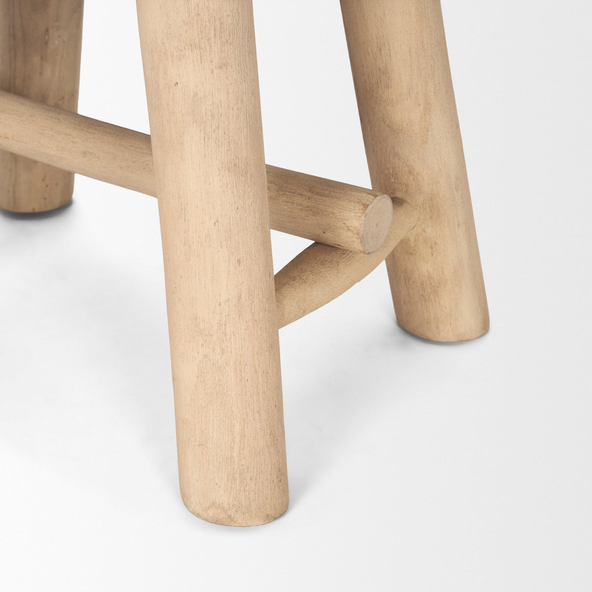 Sekou Light Brown Short Wooden Craftsman Stool from Mercana - Luna Furniture