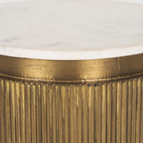 Satima White Marble w/ Gold Metal Round Fluted Accent Table from Mercana - Luna Furniture