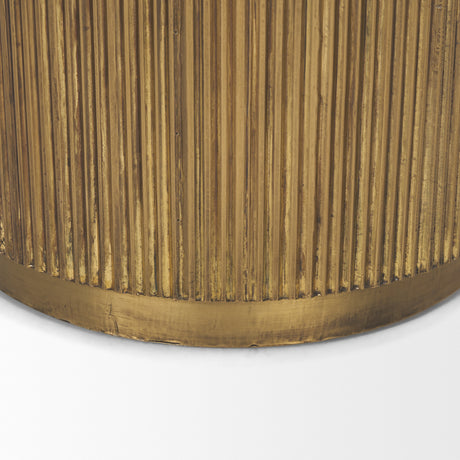 Satima White Marble w/ Gold Metal Round Fluted Accent Table from Mercana - Luna Furniture