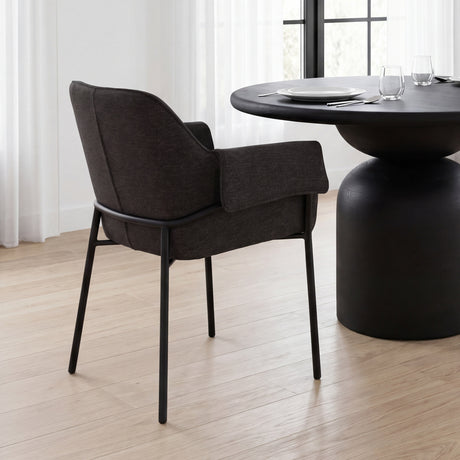 Brently Dining Chair w/ Gray Fabric & Matte Black Metal Legs, Set of 2 from Mercana - Luna Furniture