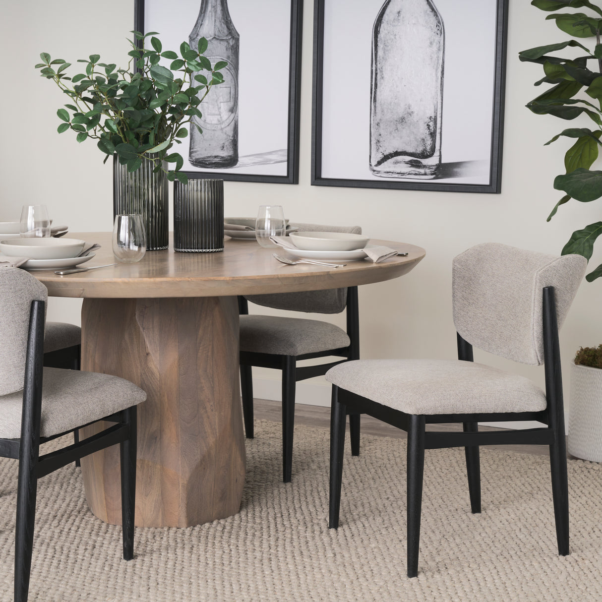 Cline 20.9L x 23.0W x 31.9H Gray Fabric W/Black Wood Dining Chair, Set of 2 from Mercana - Luna Furniture
