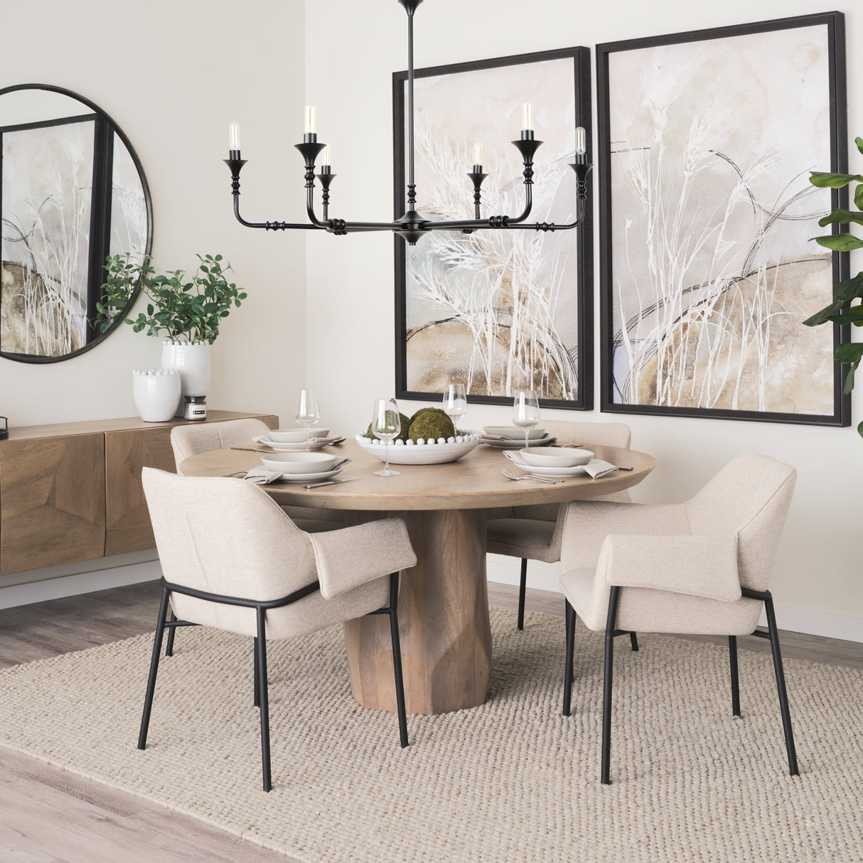 Brently Dining Chair w/ Oatmeal Fabric & Matte Black Metal Legs, Set of 2 from Mercana - Luna Furniture